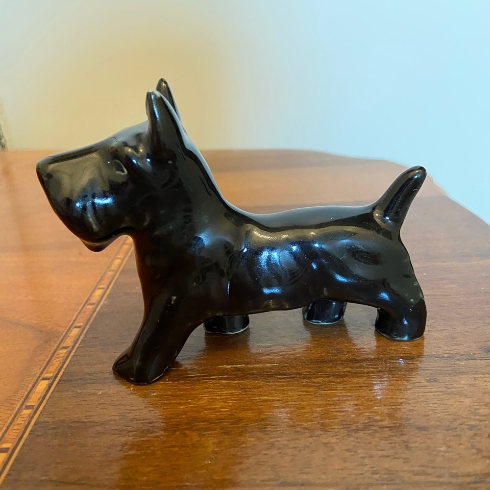 Vintage Scotty Dog Black Porcelain Ceramic Figurine Adorable 4” 🐾
